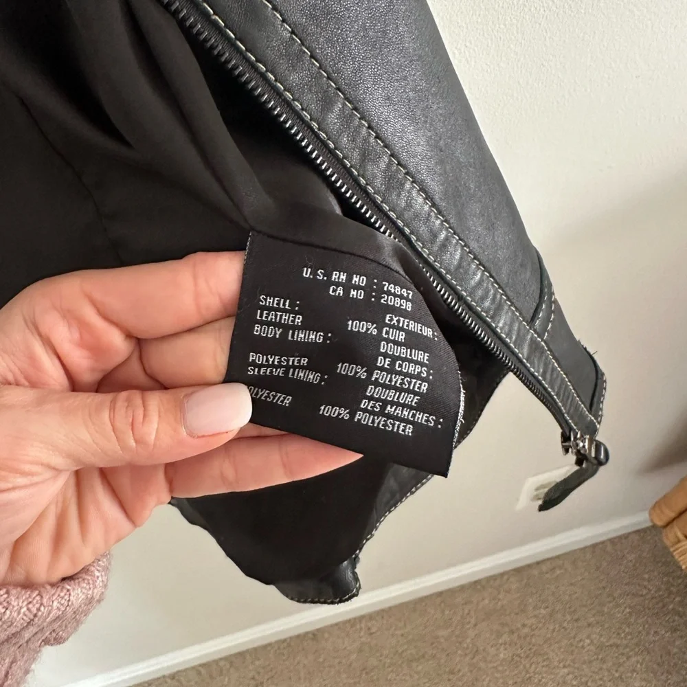 Marc New York‎ Black vintage Leather Moto Jacket Contrast Stitching size small - Picture 8 of 11